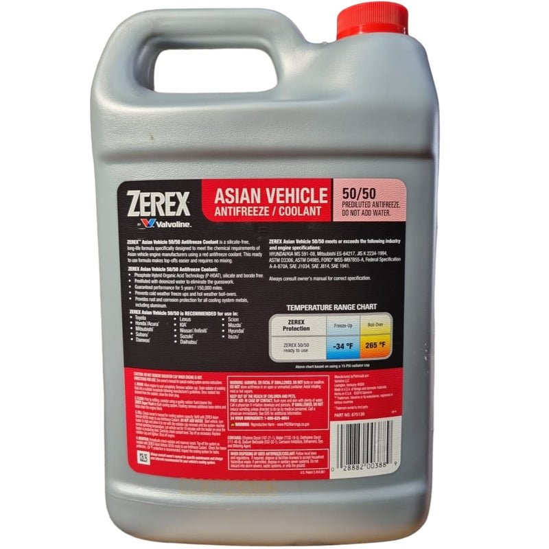 Coolant Zerex asian rojo 50/50 - 1 GL para autos asiáticos