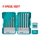 Juego de brocas para concreto y rotomartillo de 11 piezas.