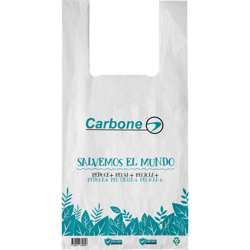 Bolsa reciclable ecologica biodegradable con logo carbone 30x60x14 cm 100% material PP Non Woven