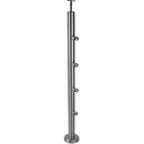 Poste redondo para 42.4mm. 105cm de Altura,4 soportes de barras de 12.7mm.Acabado Satinado tipo 304