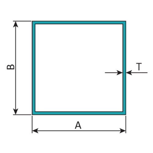 Tubo Cuadrado 4" x 4"  Espesor 1.8 mm.  Largo 5.85 mts. Acabado Anodizado Bronce 15 Micron