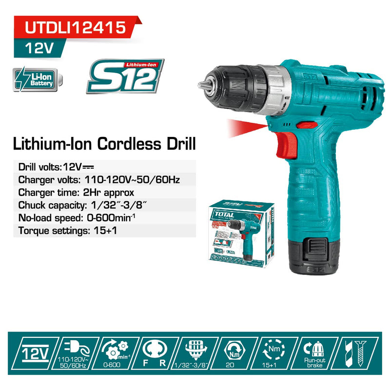 Taladro atornillador inalámbrico 12V 3/8"