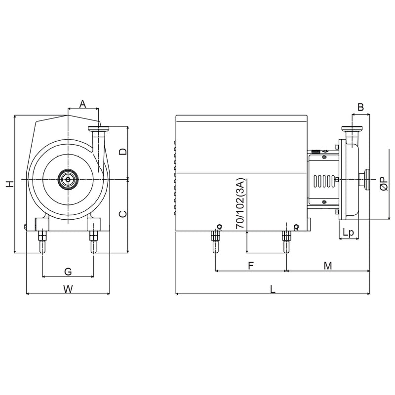 10 Hp. Bomba centrifuga sanitaria  440-480V 60Htz.316L/ FPM / SIC/SIC/FPM. Tipo clamp. 3A.