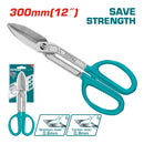 Tijera de Hojalateria de 12". Espesor máx. De corte: Acero al carbono ≤ 0.8 mm.