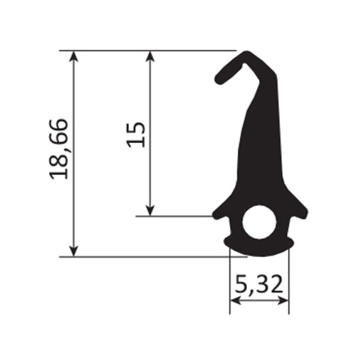 Junta central de EPDM alta calidad. Se vende rollo de 80 mts. Color negro.