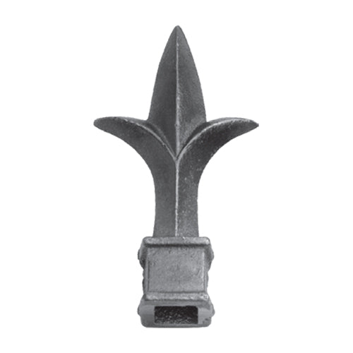 Punta de lanza de hierro colado, Para barras de 12mm, Agujero cuadrado 12 x 12mm