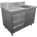 Mesa Acero Inoxidable Gabinete con Fregador 120x70x90 cm