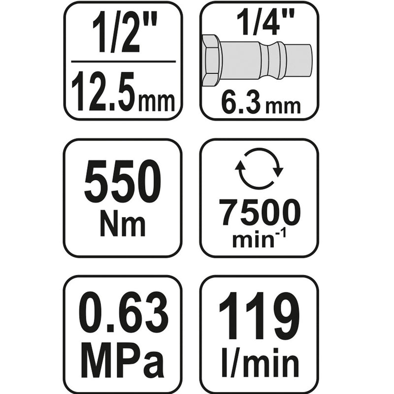 Llave De Impacto De Aluminio (1/2", 550 Nm)