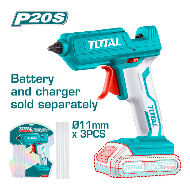 Pistola de silicon a bateria 20V. No incluye bateria ni cargador ( Se vende aparte)