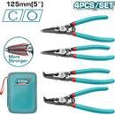 Juego de Alicates para Anillos de Retencion de 7"/180 mm de 4 piezas. Diametro: 1.8 mm.