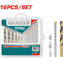 Juego de brocas de 16 piezas.