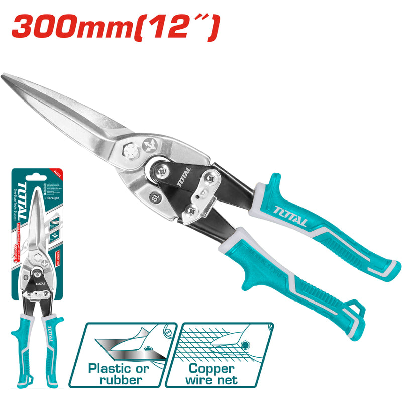 Tijera de Aviacion Larga ( Recta ) de 300 mm ( 12" ). Mango confortable. Para cortar plástico