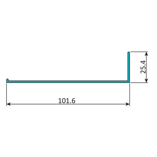 AR-13 Angulo forma L de 4" x 1"  Espesor 1.6 mm. Largo 5.85 mts. Acabado Anodizado Bronce 15