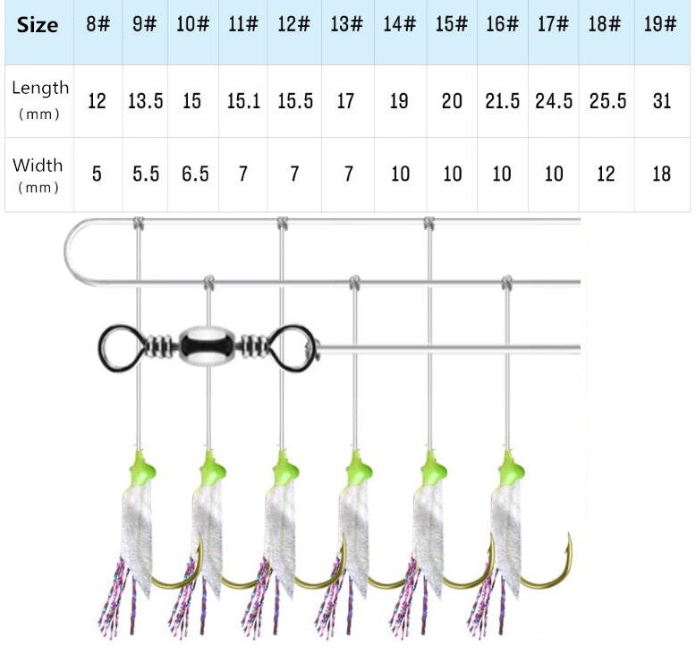 (6 unidades) Sabiki lineas de anzuelos de pesca