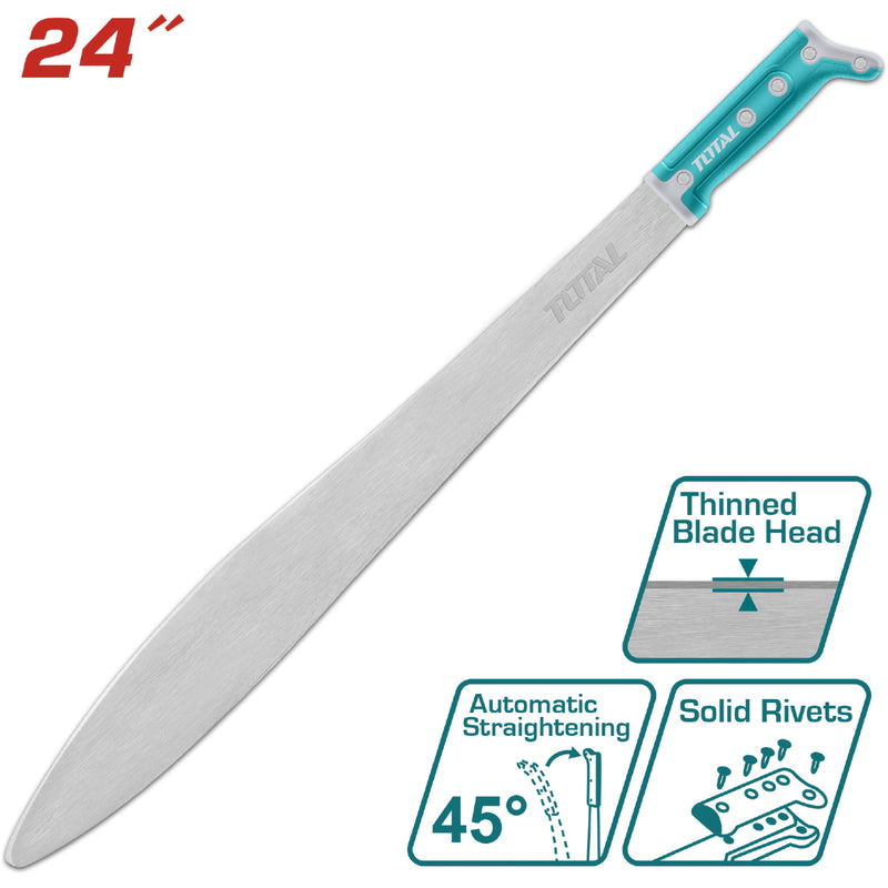 Machete Caguayano 24" con mango remachado y cabeza fina.