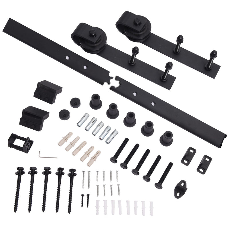 Kit de herrajes para puertas corredizas de madera de montaje lateral en forma de J