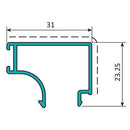 Junquillo Recto 31 mm. Espesor 1.1 mm. Largo 5.85 mts. Acabado Anodizado Bronze 15 Micron.