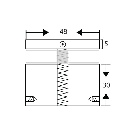 BOTON DE 2" PARA BARANDAS VIDRIO. ACABADO SATINADO (NX48 * 30)
