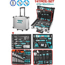 Juego de herramientas de 147 piezas en maletín de aluminio.