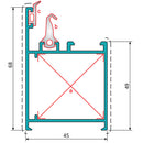 Perfil Marco Fijo Puerta 45 mm. Espesor 1.5 mm. Largo 5.85 mts. Acabado Lacado Blanco.