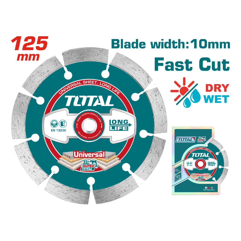 Disco de diamante para concreto 125(5")X22mm segmentado para corte en seco