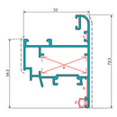 Hoja Ventana Abatible 52x65 mm Apertura Exterior. Espesor 1.4 mm. Largo 5.85 mts. Acabado Lacado Gri