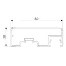 Perfil corremano superior 30x80 mm.  5.8 mts. Acabado inox light.