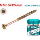 250/pzas Tornillo para aglomerado  ST3.5x25mm estrella posidrive conica. Galvanizado amarillo