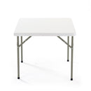 Mesa plástica plegable cuadrada 34"x34" (HDPE) con marco de acero revestido. Medidas 86 cm x 86 cm.