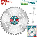 Disco de corte 230mm(9") de 40T dientes. Hollos 24.5 mm con un anillo reductor de 20 mm