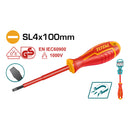 Destornillador insulado de paleta 4.0 mm. Largo 100 mm. Cr-V. 1000volts. Certificado VDE