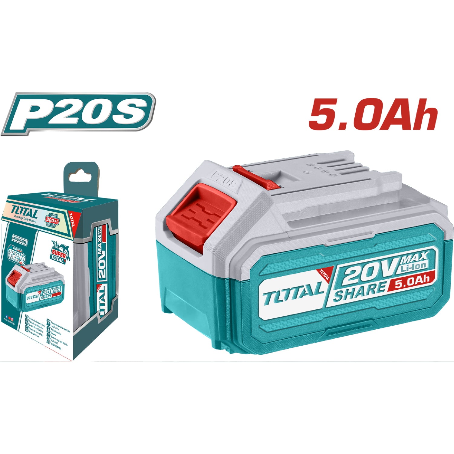 Bateria 20V Lithium-Ion 5.0 Ah. Indicador Led de carga. Compatible con multiples Herramientas.