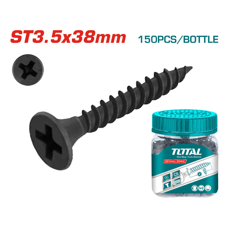 150/pzas Tornillo drywall ST3.5x38mm. Estrella cabeza conica. Rosca fina. Acabado negro fosfatizado