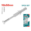 5 pza/ Juego tornillo  ST6.5x65mm cab hexagonal  y taco 10x50 mm . Galvanizado.