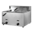 Freidora gas 12L (2*6L) 665*680*(460+150)mm Potencia 16Kw/20470BTU 37kg 1 año