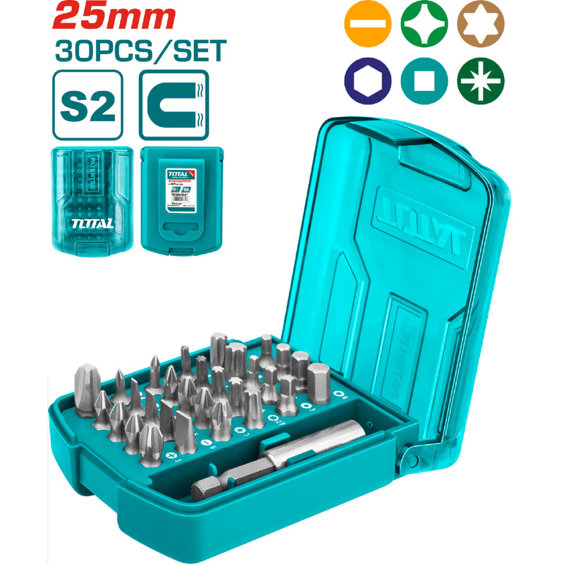 Juego de puntas Destornilladores tipo broca. 25mm. 29 pzas.