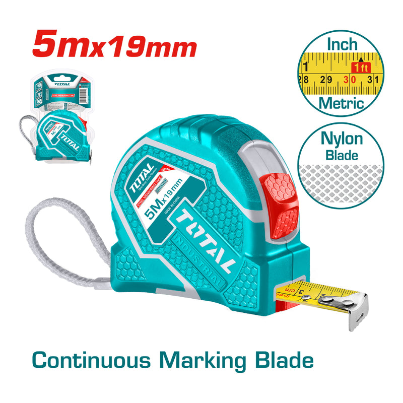 Cinta Métrica (métrico / pulgada). Acero de 5m. Ancho 19mm.