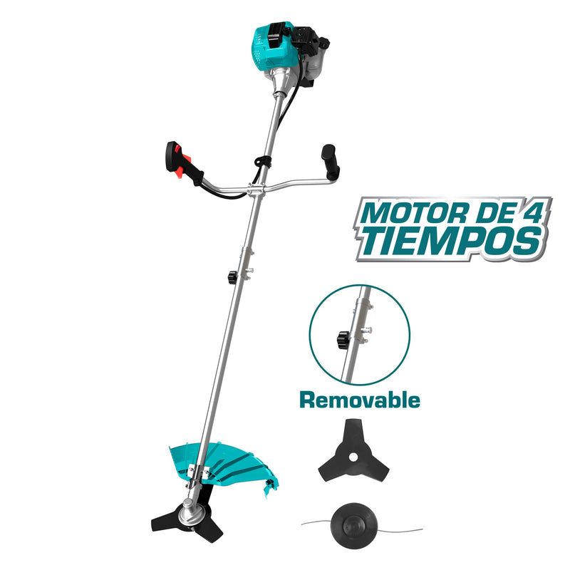 Desmalezadora grande. Motor 4 tiempos enfriado por aire a gasolina 0.7KW (1.1HP) 31cc.