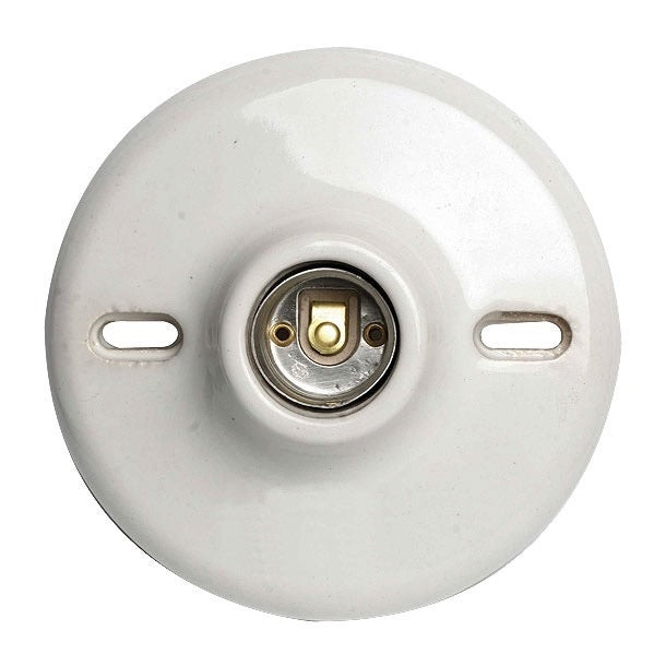 Socate de Porcelana para Bombillo E-27. Socket de Aluminio. Diámetro de 4 1/2. 125 Volt. 60 Hz.
