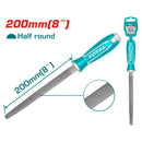 Lima media caña para acero. Largo 200 mm. Acero T12