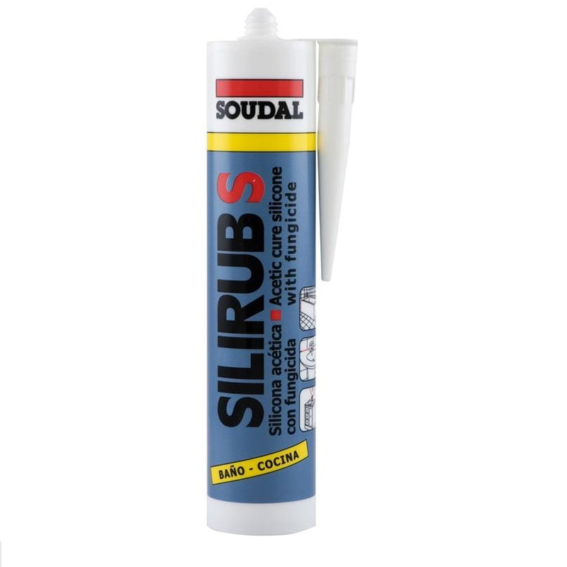 Soudal Silirub S antihongos fungicida Transparente Silicona sellado general de baños 310ml.