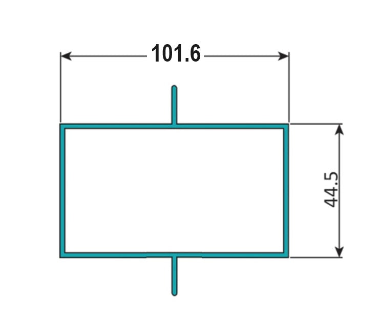 Perfil Marco Fijo 4" x 1 3/4"  Cerrado Doble Aleta Descentrada 1.8 mm L=5.85 m NEGRO