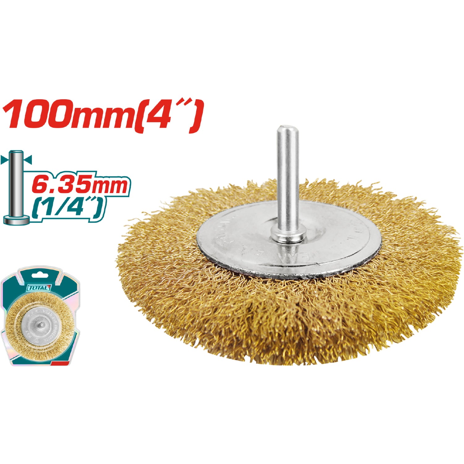Rueda de alambre 4" con esparrago de 1/4"