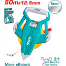 Cinta métrica de acero 50 mts x 12.5 mm. Métrico y pulgadas. Auto enrollable 3:1