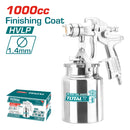 Pistola spray HVLP. Boquilla 1.4 mm/1.3-2.5mm,ancho 180-250. cap 1000cc. Especial p/Esmaltado final.
