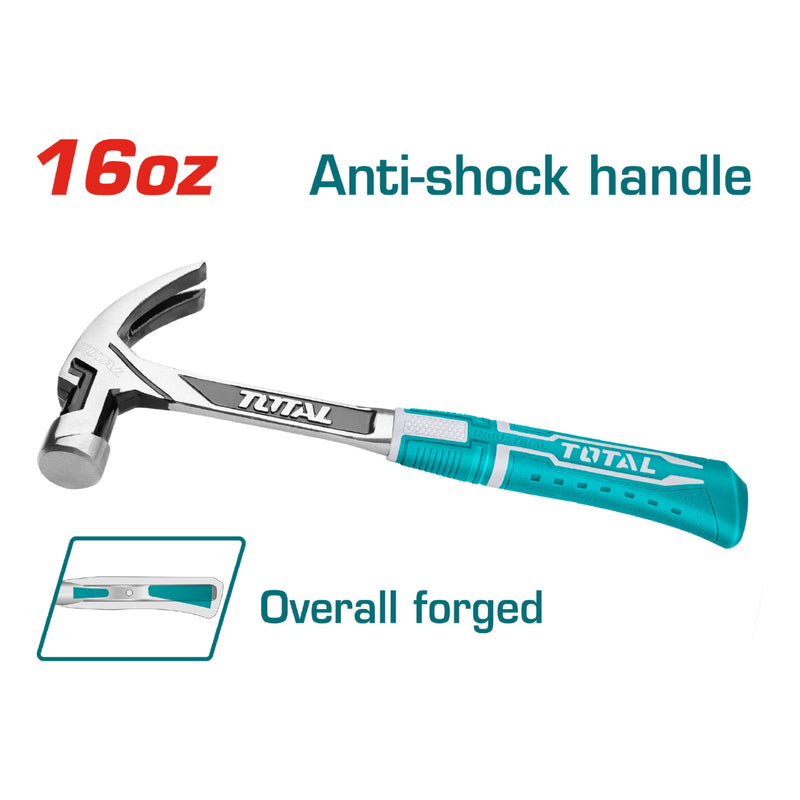 Martillo de Orejas forjado de Acero de 16oz/450 g.Tratamiento térmico. Mango anti golpe.