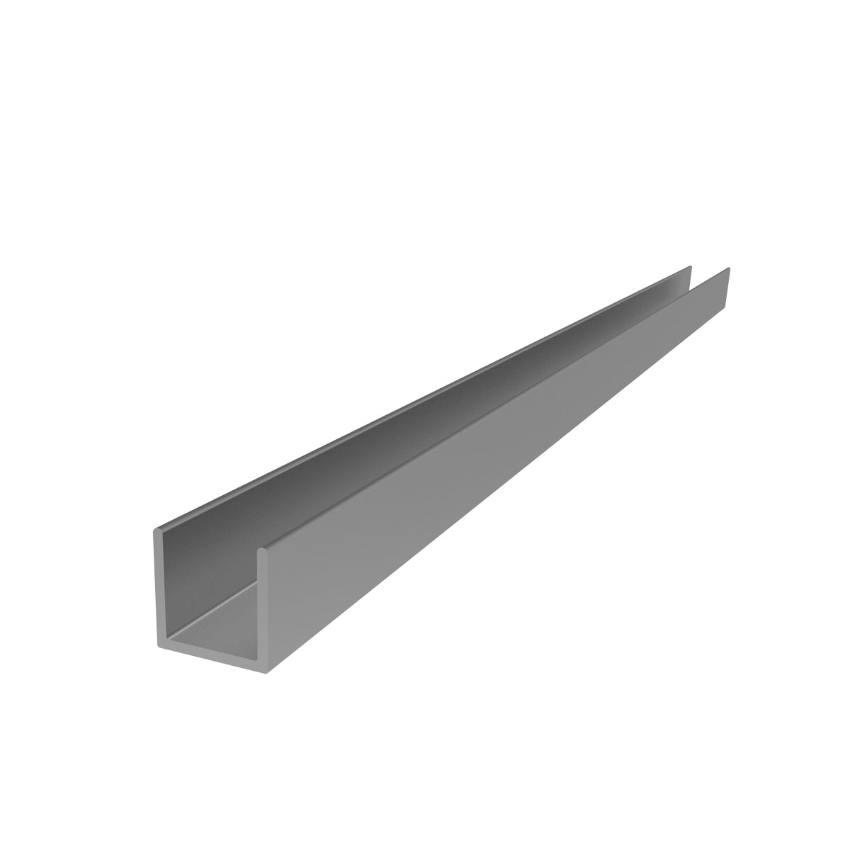 C-1L Uchannel de 1/2"  Espesor 1.1 mm. Largo 5.85 mts. Acabado Anodizado Silver 15 Micron.
