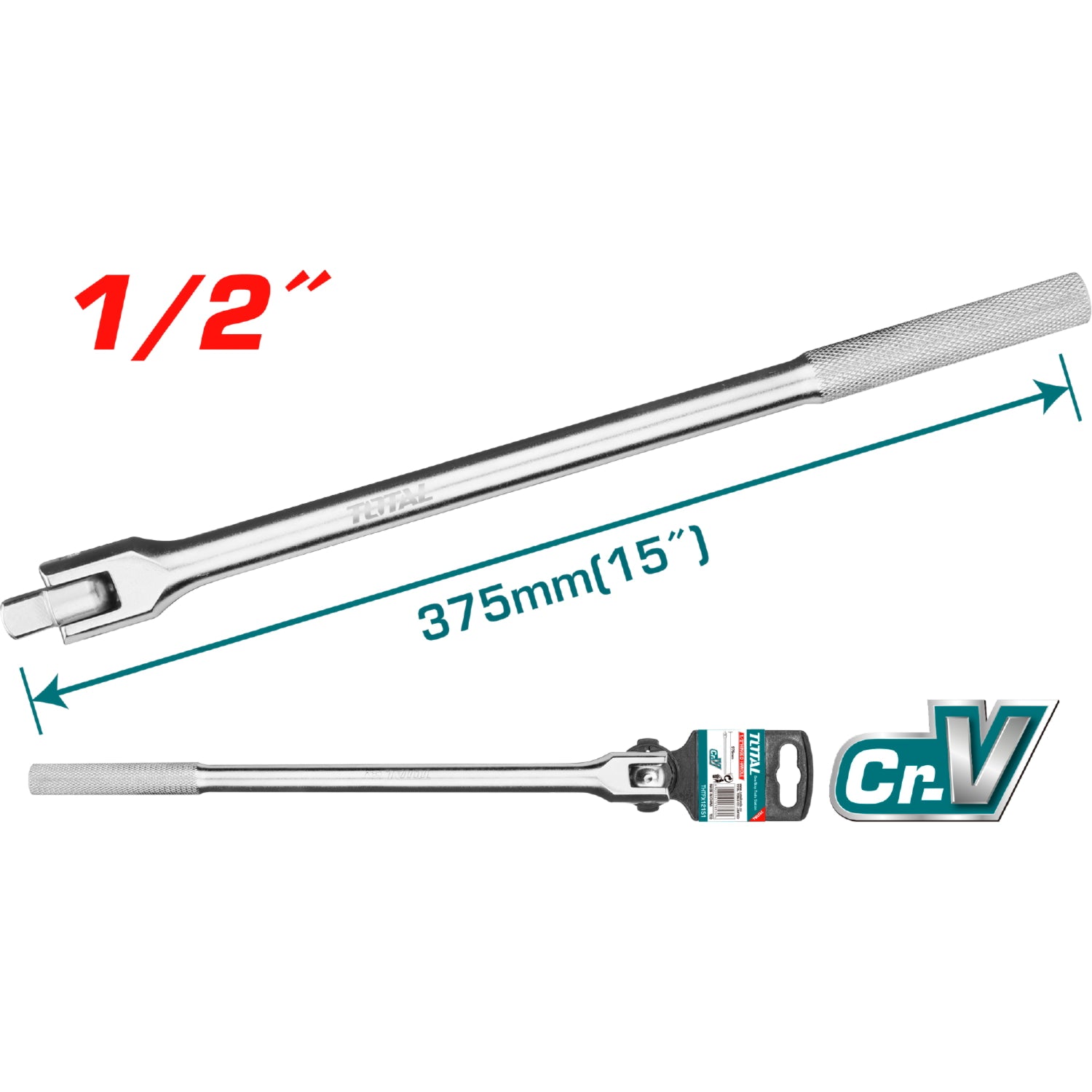 Extension Barra Articulada Flexible de 1/2". Longitud: 15" (375mm). Cr-V (50 BV 30).