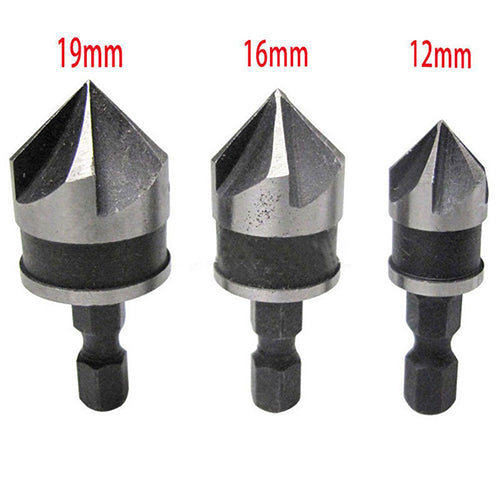 Brocas avellanado 3 Pcs 1/4" Hex 12/16/19mm