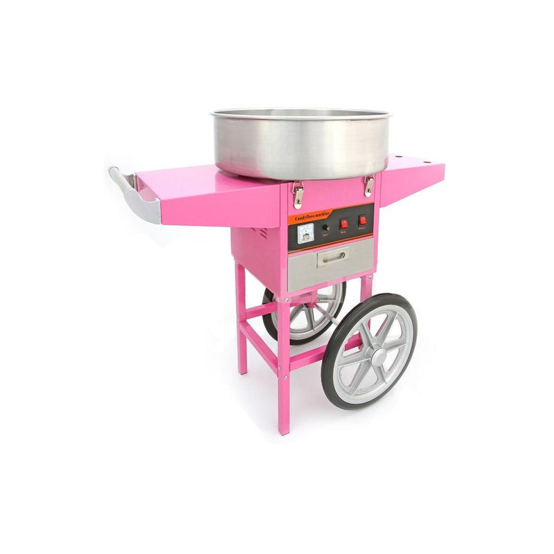 Maquina de algodon de azucar con carro incluido 1.08KW 520 mm de diametro. 110V 60htz(1 año)